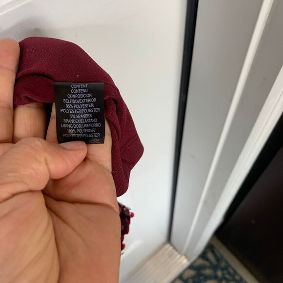 Charles Henry Burgundy Sequin‎ embellished  Cocktail Party Dress Holiday Small - Picture 6 of 7